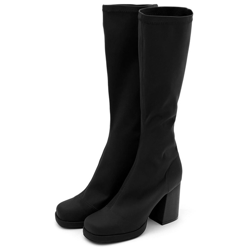GRL Japan black tall women’s boots with chunky heel
